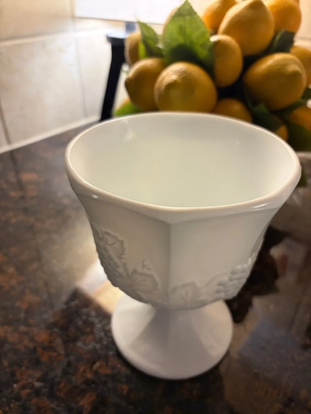 Milkglass Colony harvest grape pattern planter/ compote/ candy dish.